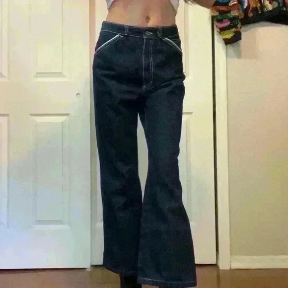 VTG 70s Bill Blass Womens Denim Carpenter Blue Jeans Boot Cut Size 27” Waist - Picture 4 of 9